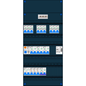 Schotman Elektro B.V. – SEP NOVA –3x ALS 2p, 1x ALS 4p, 9x INS, 3x INS 4p, kookgroep, beltrafo