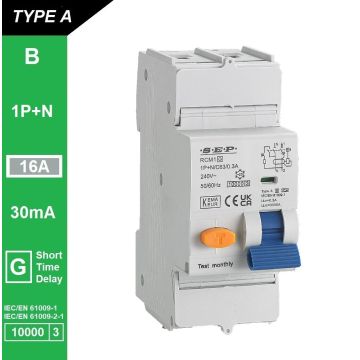 Schotman Elektro B.V. - SEP RCM1 1p+n B-karakteristiek 16A 10kA kortstondig vertraagd AG