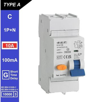 Schotman Elektro B.V. - SEP RCM1 1p+n C-karakteristiek 10A 10kA kortstondig vertraagd AG