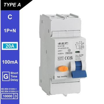 Schotman Elektro B.V. - SEP RCM1 1p+n C-karakteristiek 20A 10kA kortstondig vertraagd AG