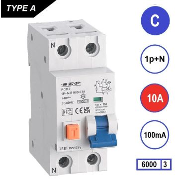Schotman Elektro - SEP RCM2 aardlekautomaat C10A 6kA